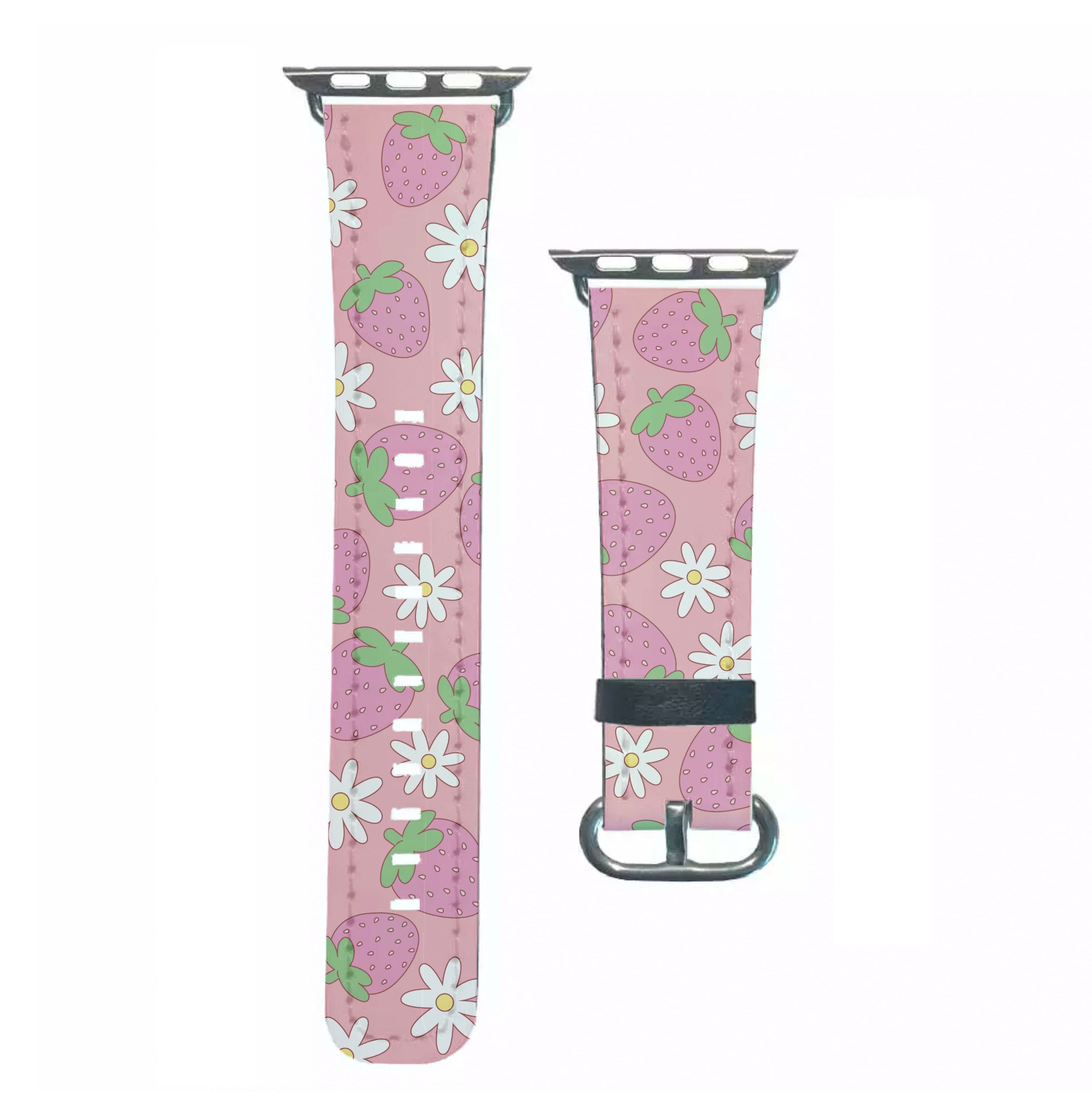 Pink Strawberries - Spring Patterns Apple Watch Strap