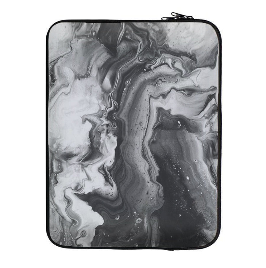 Black and White Leaking Marble Laptop Sleeve