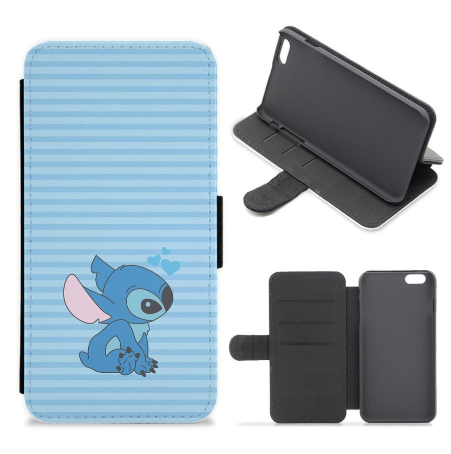 Blue Hearts Stitch - Disney Valentine's Flip / Wallet Phone Case