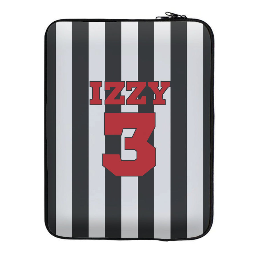 Black And White Stripes - Personalised Football   Laptop Sleeve