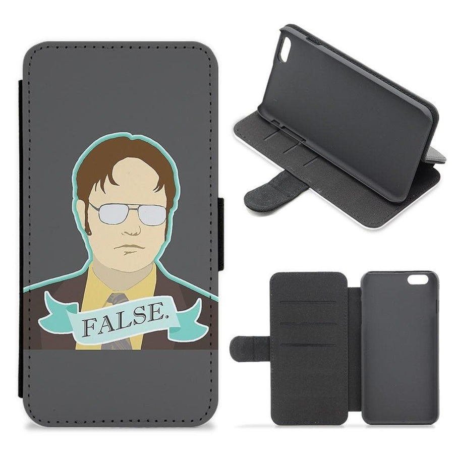 False. Dwight Schrute Flip Wallet Phone Case - Fun Cases