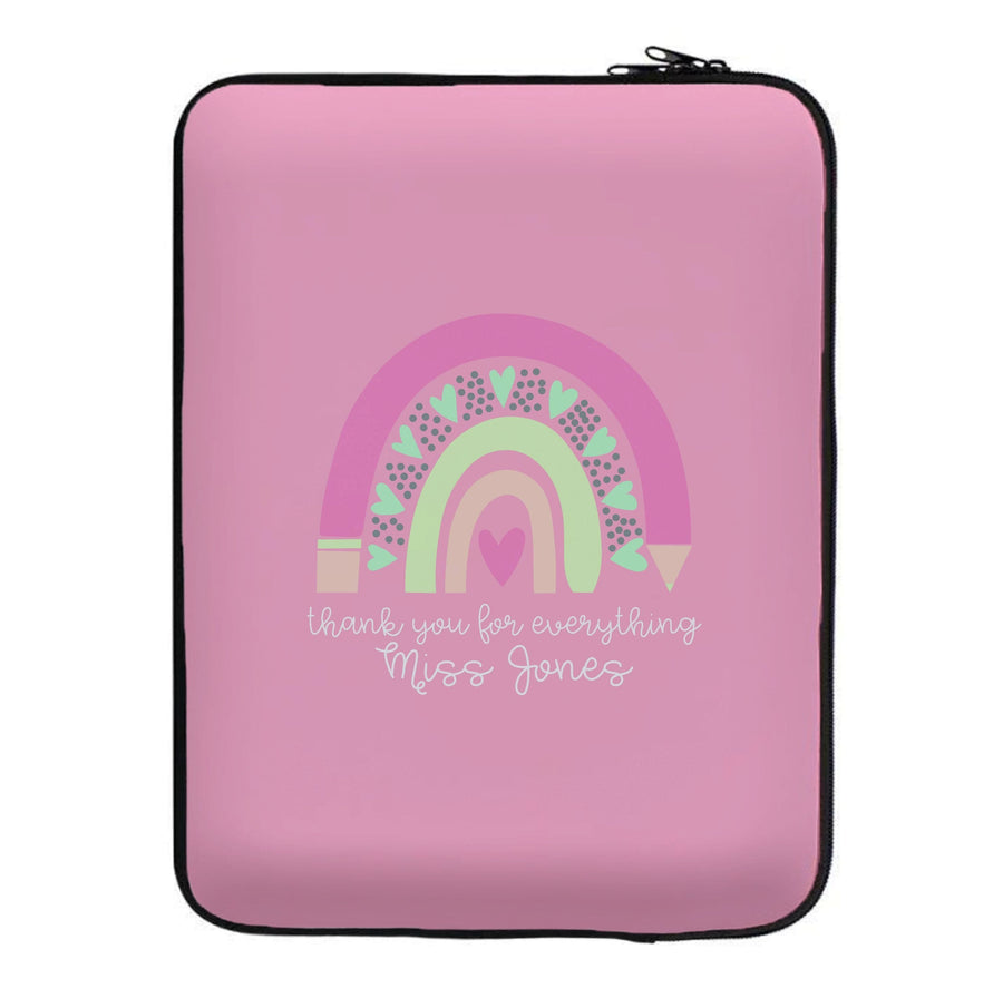 Thank You For Everything - Personalised Teachers Gift Laptop Sleeve