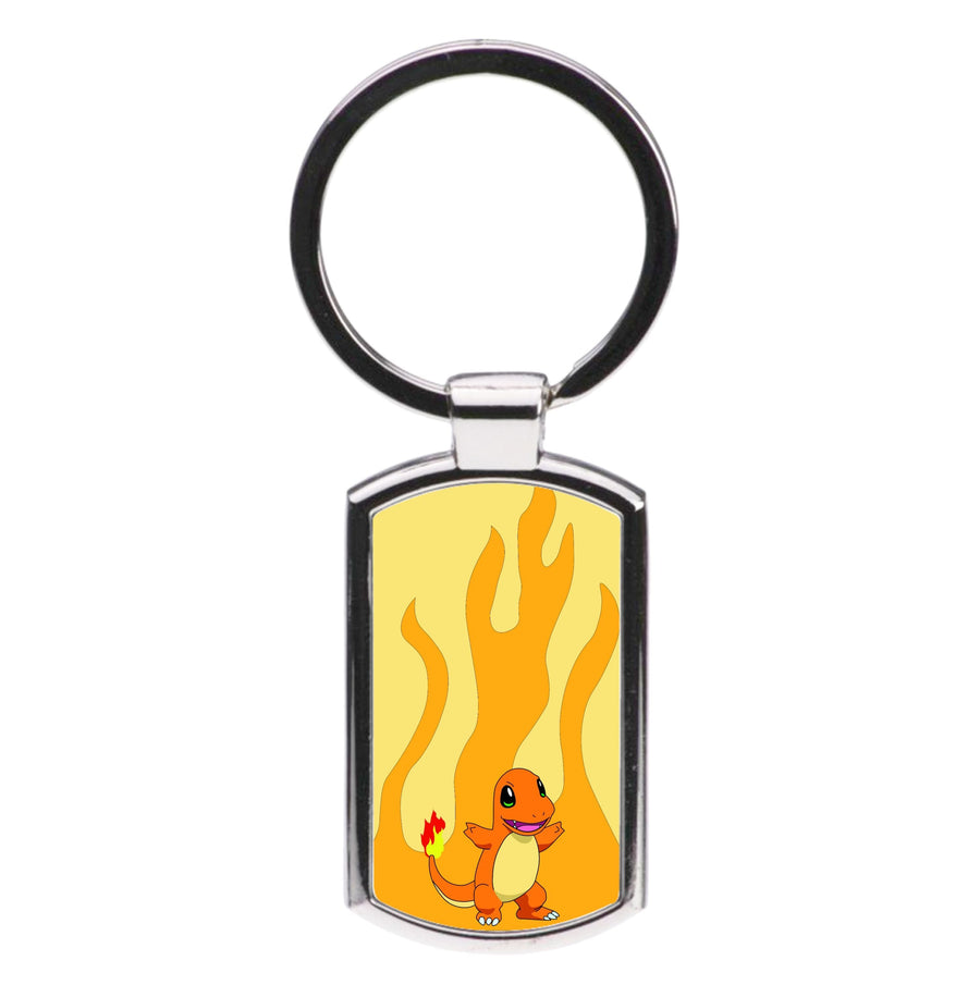 Charmander fire background - Pokemon Luxury Keyring