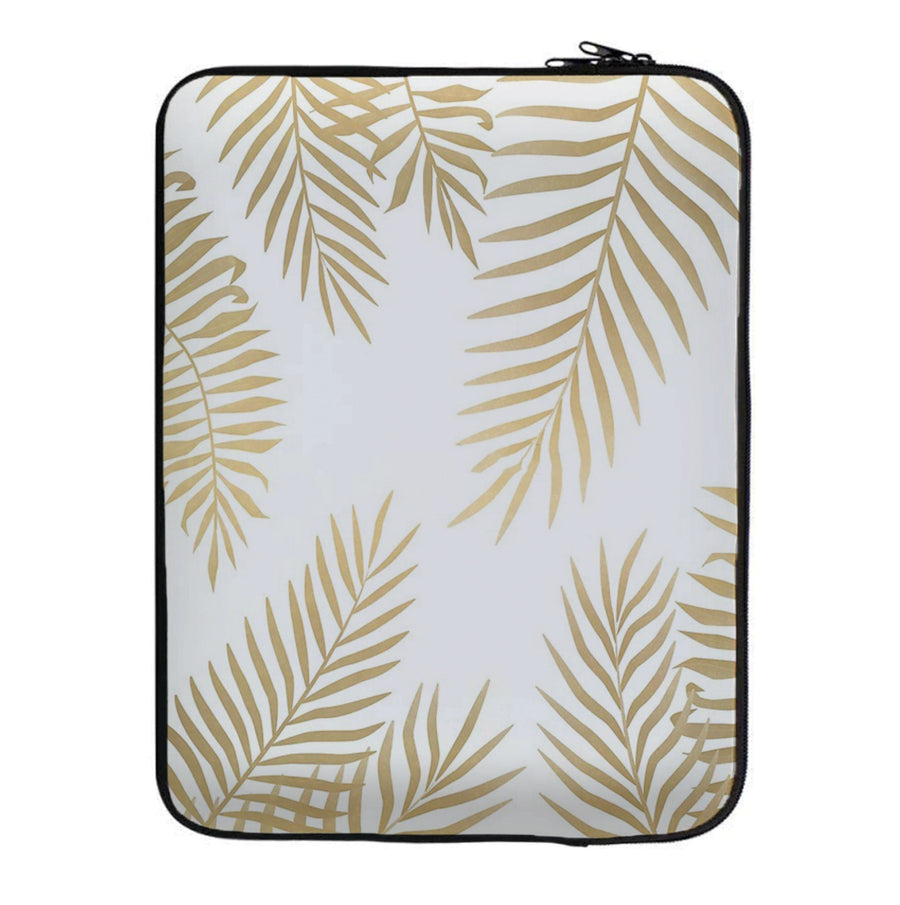 Gold Palm Leaf Pattern Laptop Sleeve