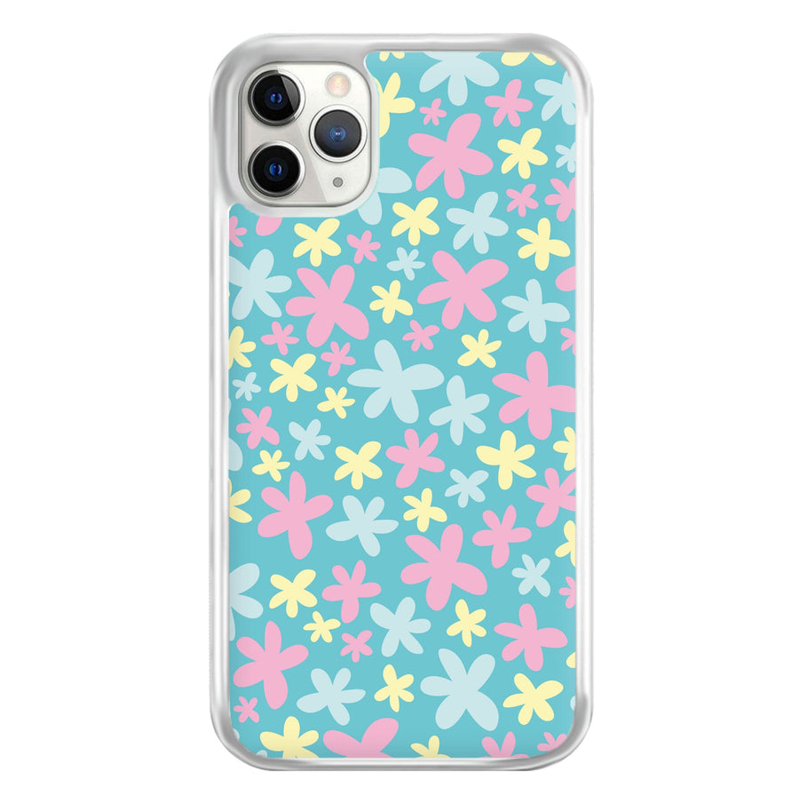 Blue, Pink And Yellow Flowers - Spring Patterns Phone Case
