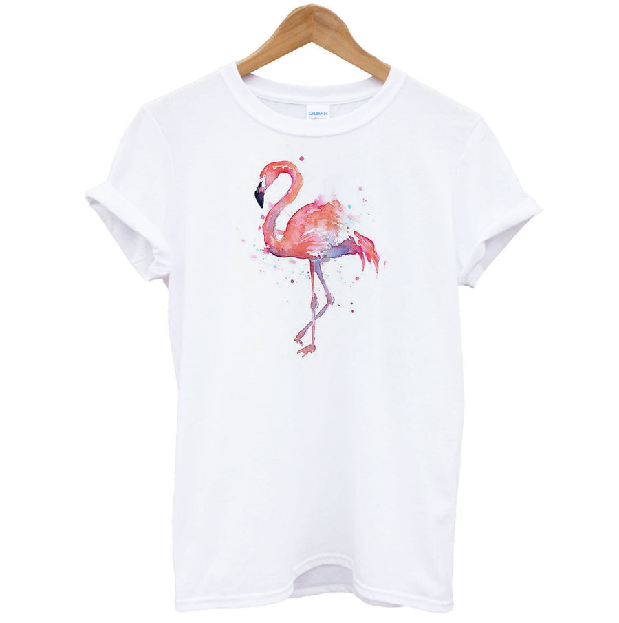Watercolour Flamingo Painting T-Shirt