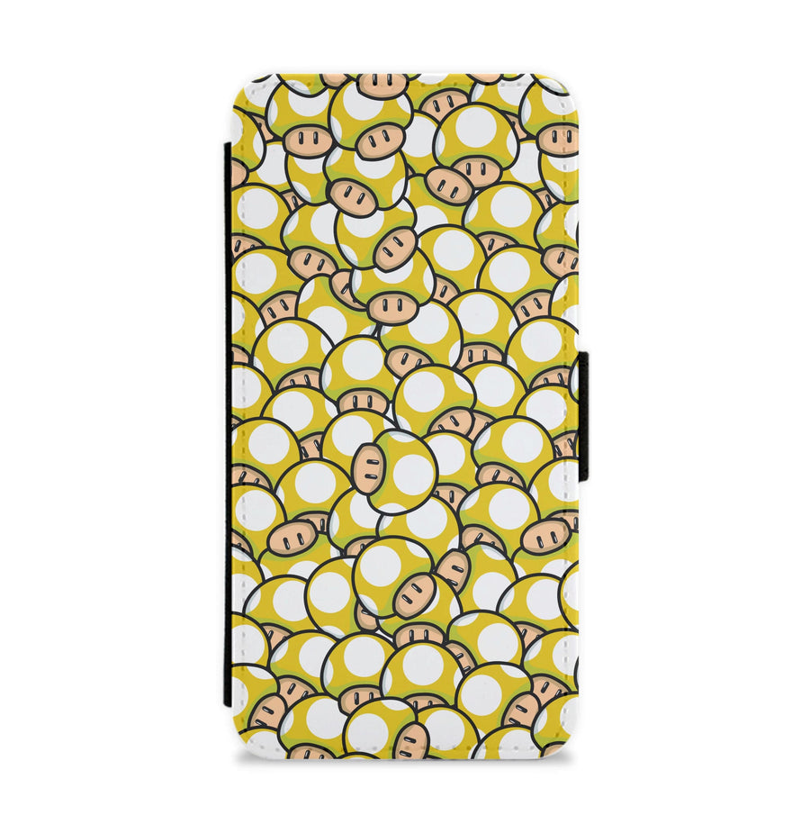 Mushroom Pattern - Yellow Flip / Wallet Phone Case
