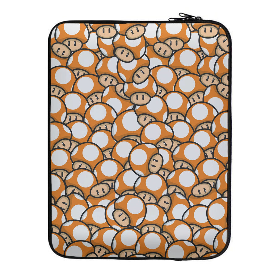 Mushroom Pattern - Orange Laptop Sleeve