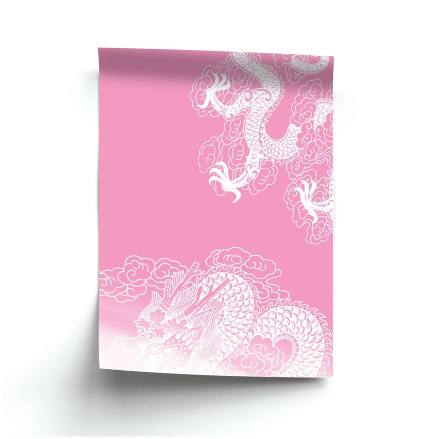 Pink Background Dragon Poster