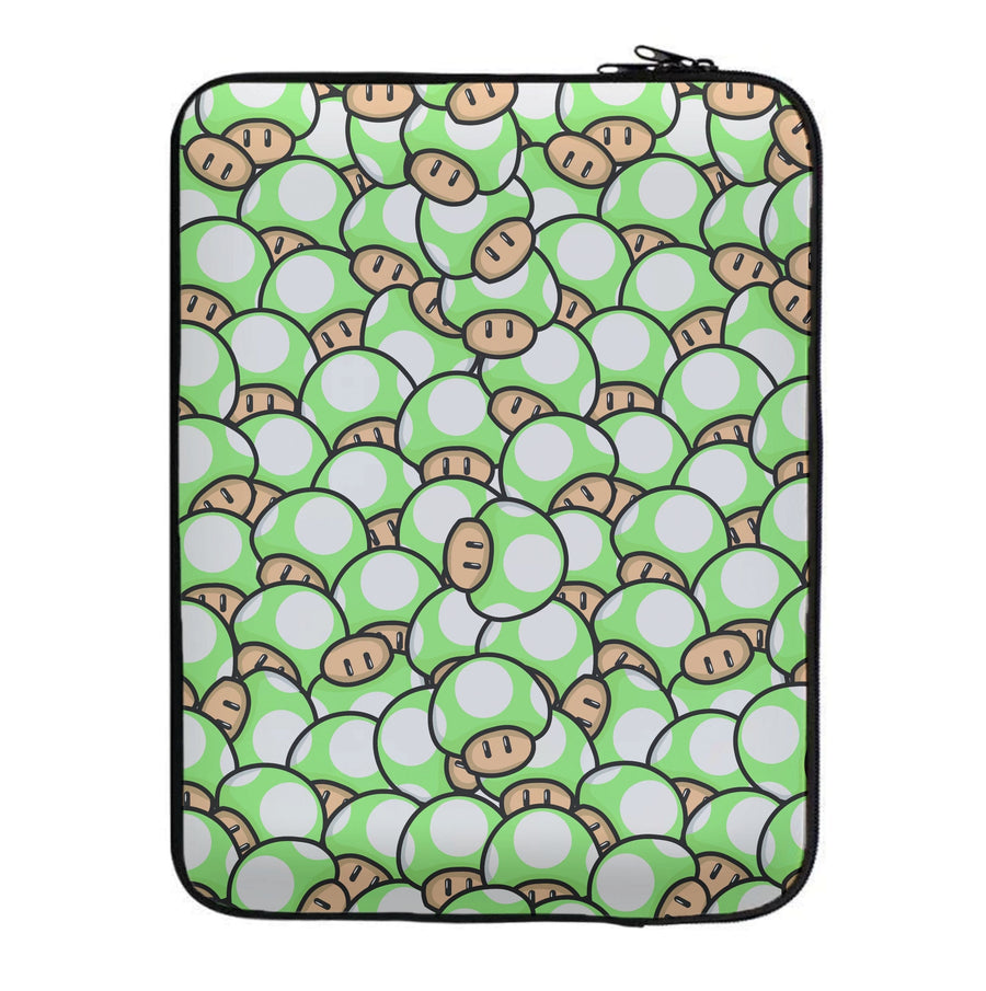 Mushroom Pattern - Light Green Laptop Sleeve