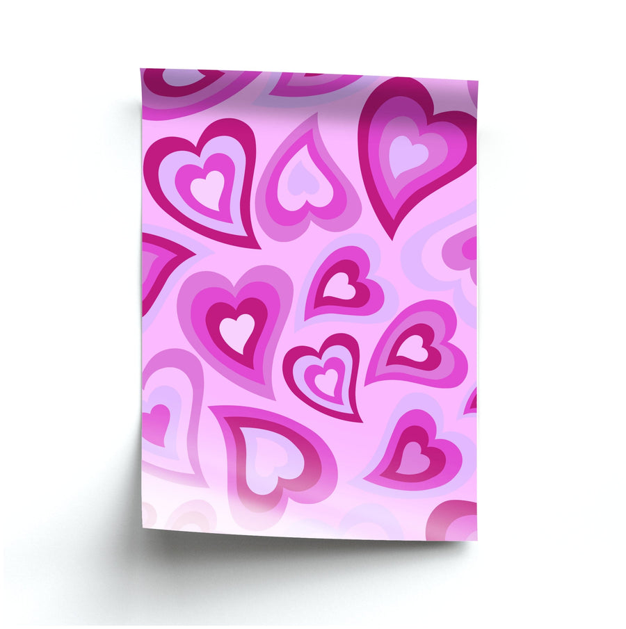 Pink Hearts - Trippy Patterns Poster