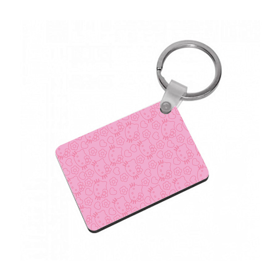 Pink And Red Pattern - Hello Kitty Keyring
