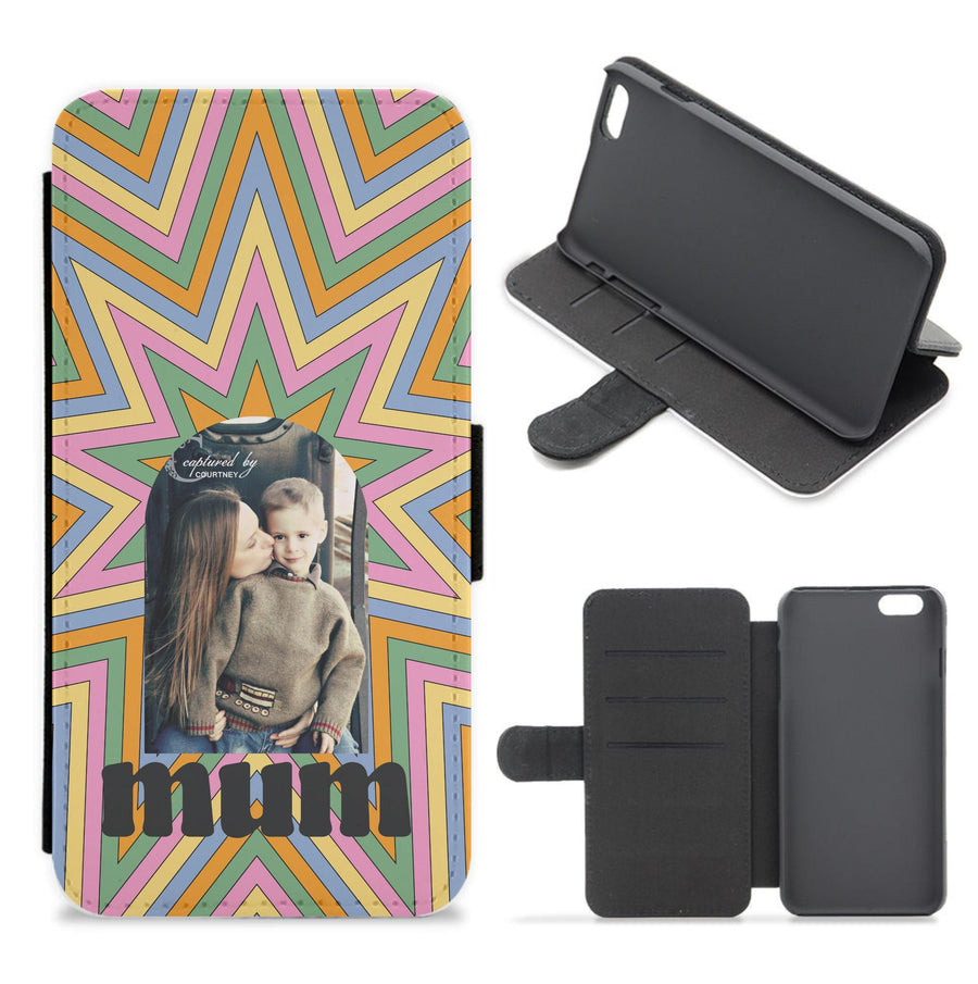 Retro Pattern - Personalised Mother's Day Flip / Wallet Phone Case