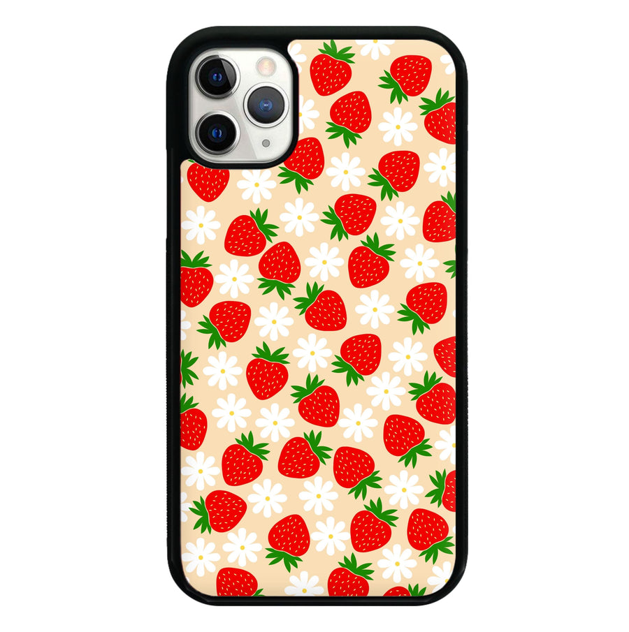 Strawberries and Flowers - Spring Patterns Phone Case