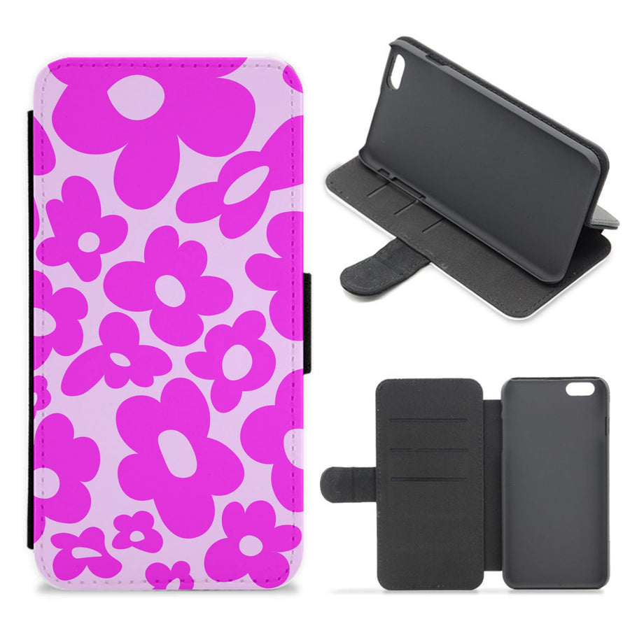 Pink Flowers - Trippy Patterns Flip / Wallet Phone Case