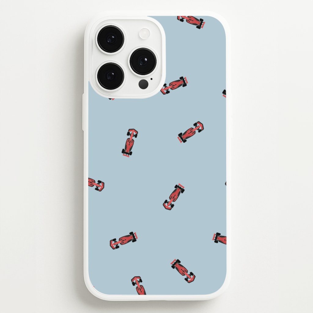Race Cars Pattern Blue iPhone 13 Pro Case