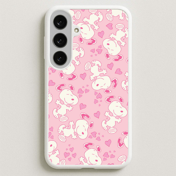 Cartoon Beagle Valentine Hearts Pattern Galaxy S25FE Case