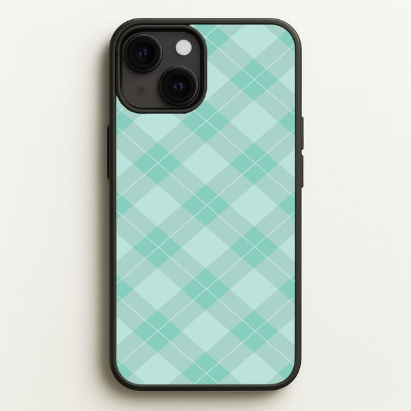 Light Cyan Tartan Christmas Pattern iPhone 13 Mini Case