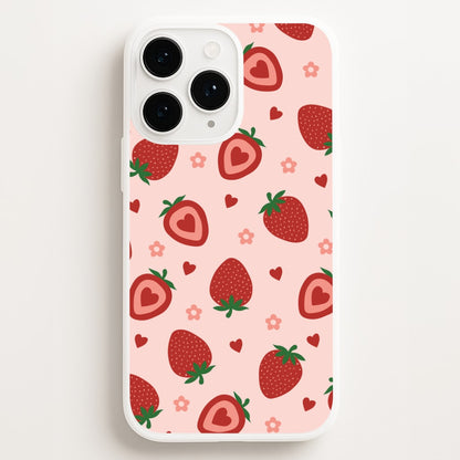 Strawberries And Hearts - Fruit Patterns Phone Case for iPhone, Samsung Galaxy and Google Pixel