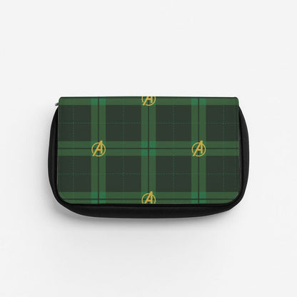 Superhero Team Green Tartan Pattern Pencil Case