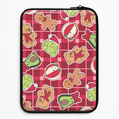 Christmas Plushies Tartan Pattern Universal Laptop Sleeve