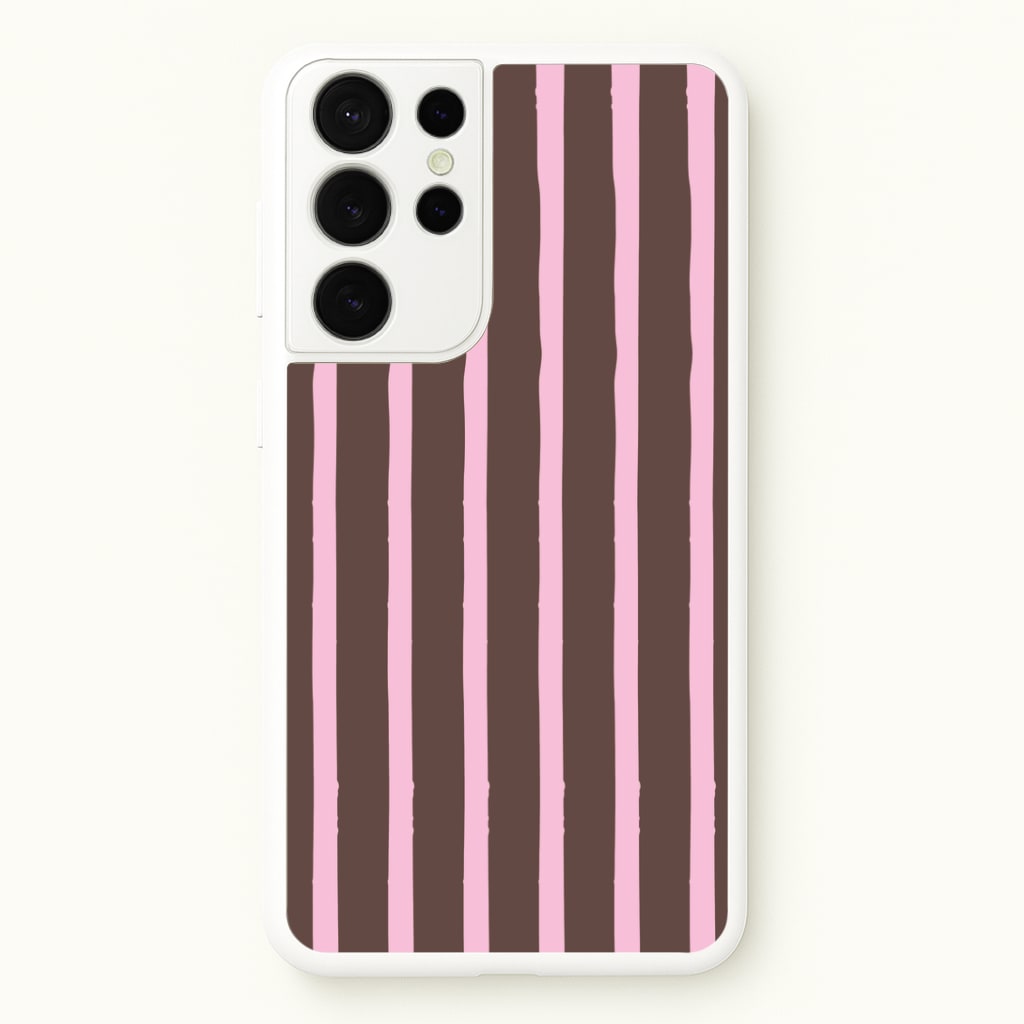 Chocolate & Strawberry Stripes Galaxy S21 Ultra Case