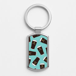 Stout Pint Pattern Silver Metal Keyring