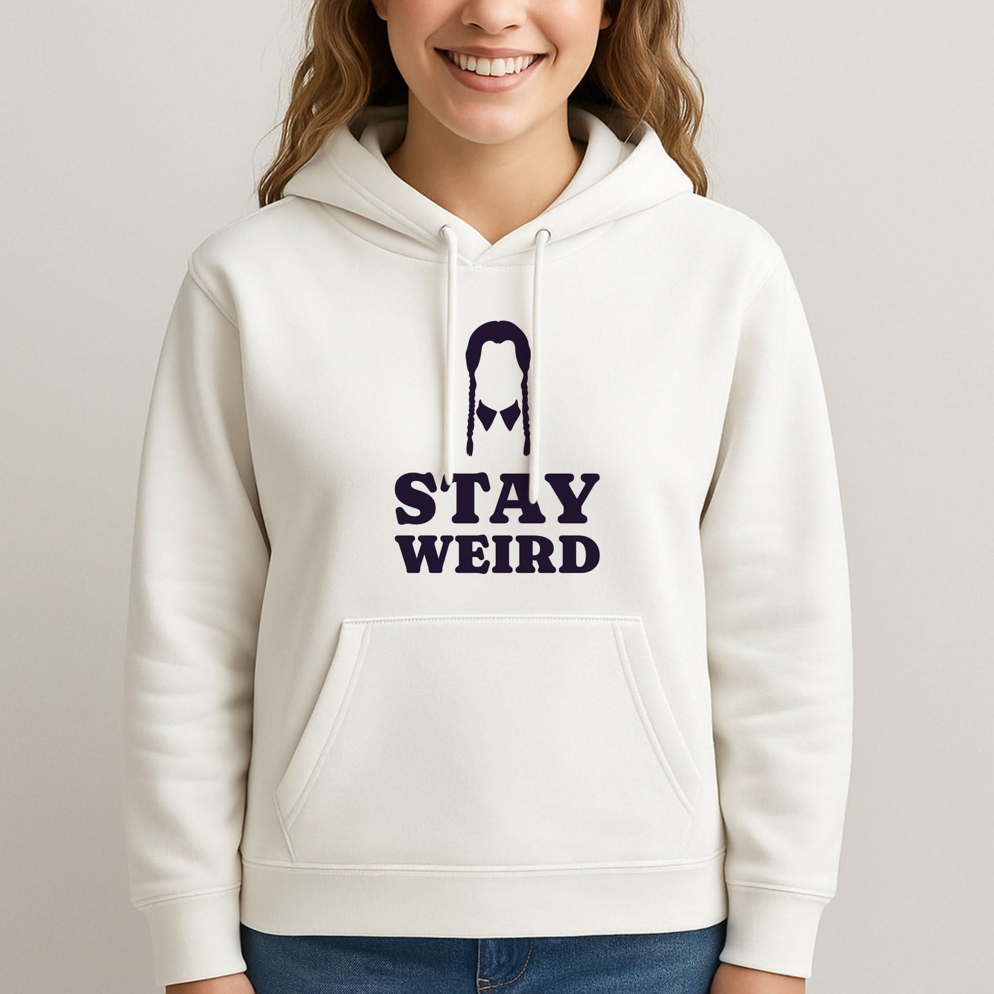 Stay Weird Purple Womans Hooded Sweatshirt