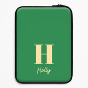 Dark Green Personalised Name Laptop Sleeve 1