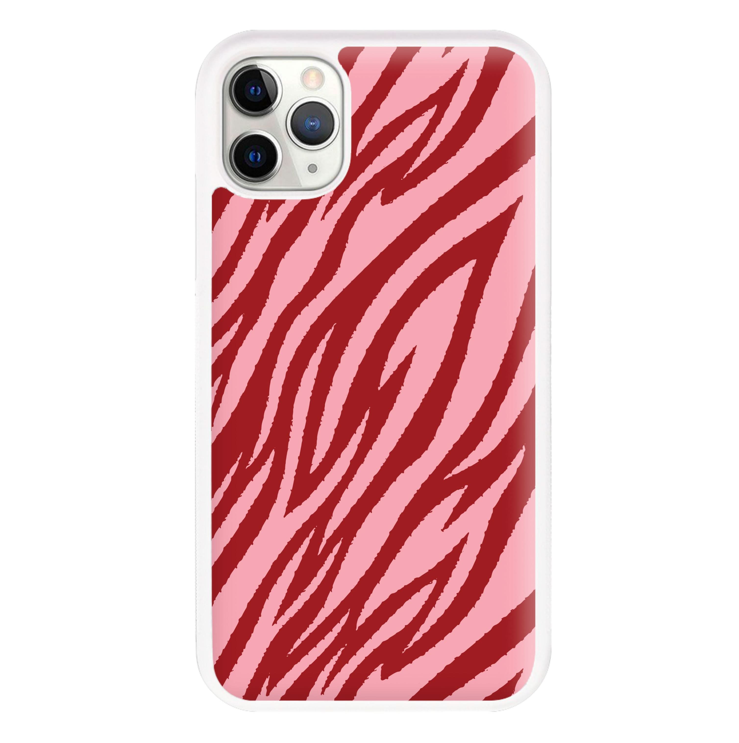 Red And Pink Tiger Print Phone Case