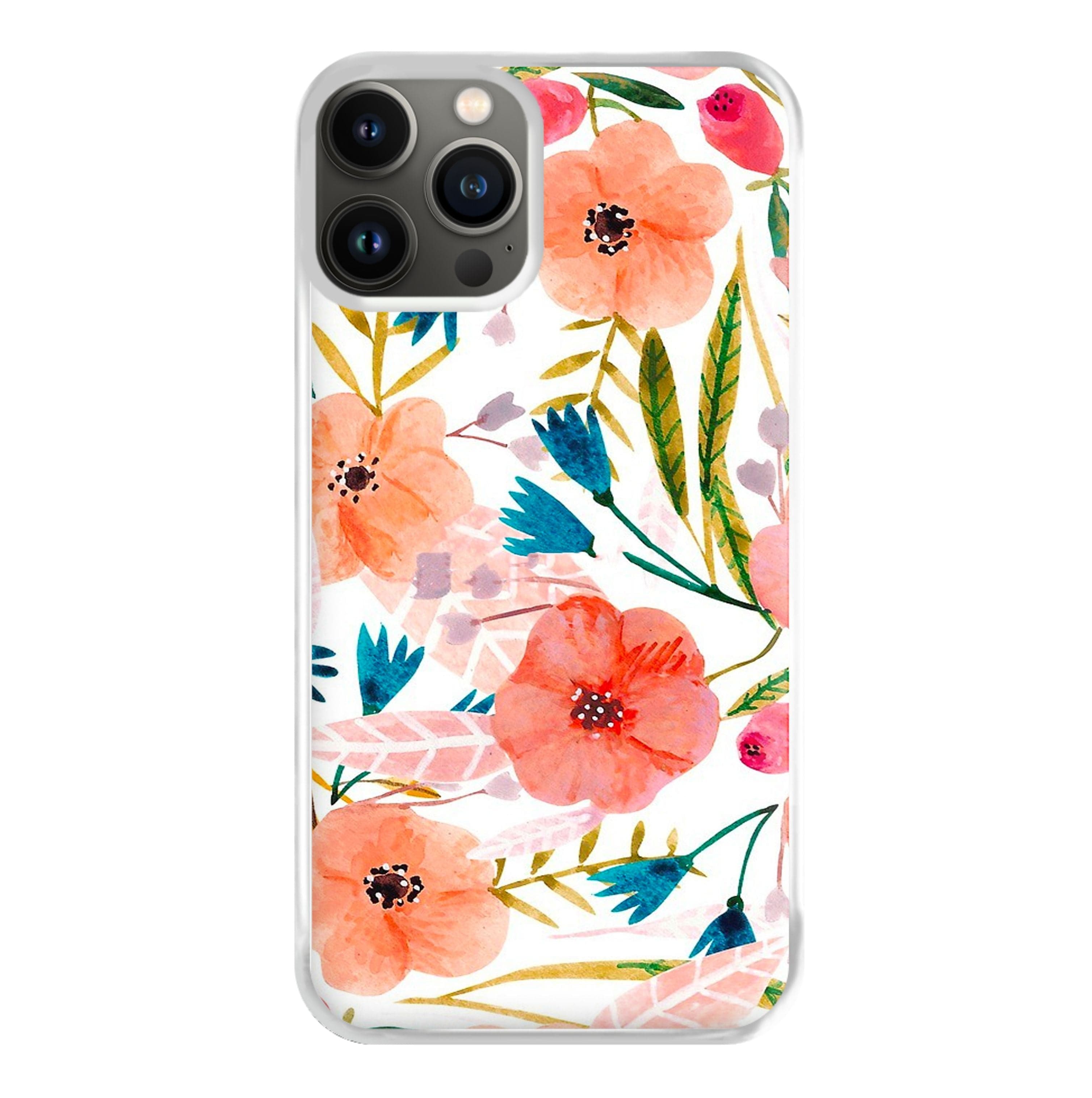 Peach Watercolour Floral Pattern Phone Case