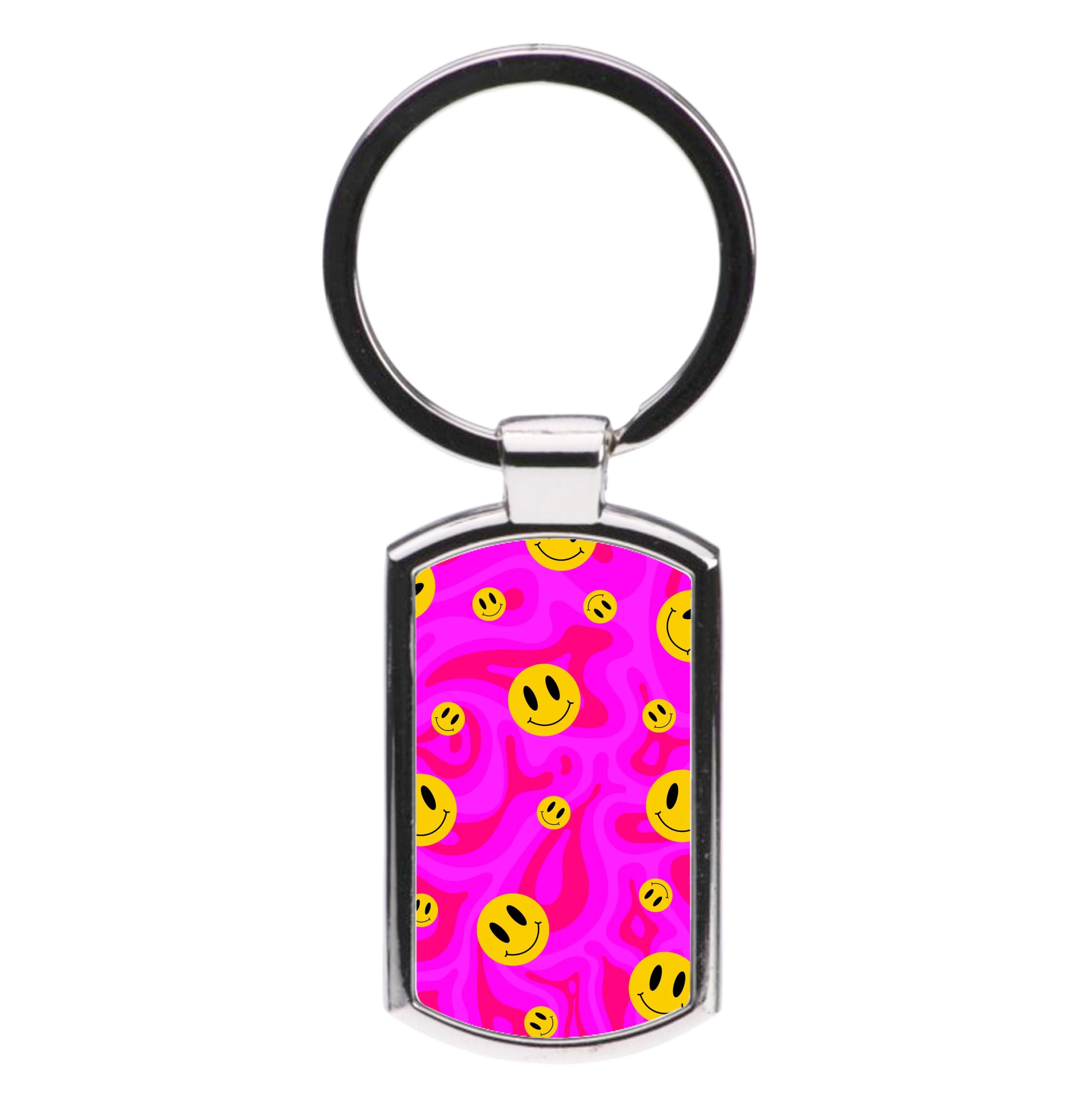Pink Wavey Smileys Pattern Luxury Keyring