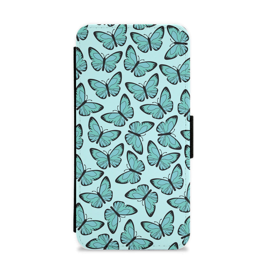 Blue Butterfly - Butterfly Patterns Flip / Wallet Phone Case