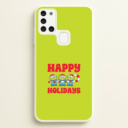 Happy Holidays Cute Green Aliens Galaxy A21s Case