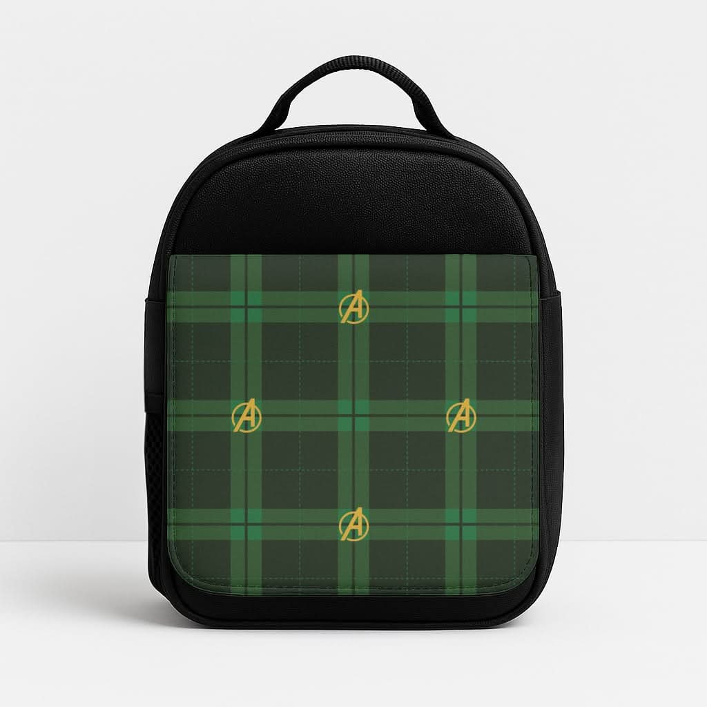 Superhero Team Green Tartan Pattern Lunchbox