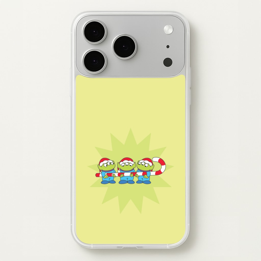 Cute Green Aliens Candycane iPhone 17 Pro Case