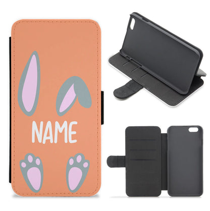 Grey Bunny Personalised Flip / Wallet Phone Case