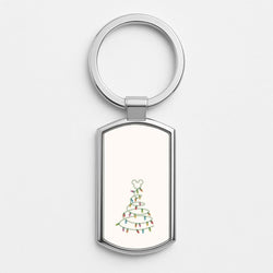 Cartoon Mouse Christmas Tree Lights Silver Metal Keyring