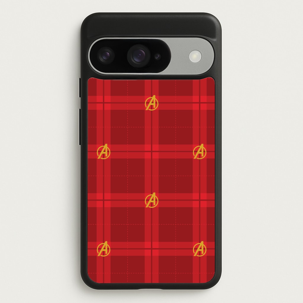 Superhero Team Red Tartan Pattern Google Pixel 10 / 10 Pro Case