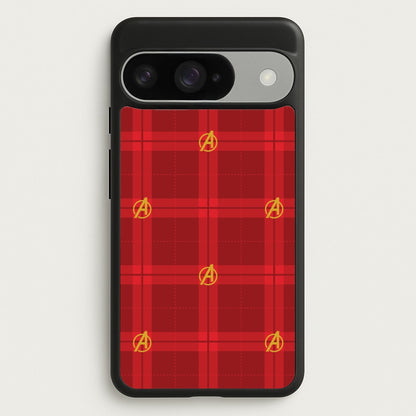 Superhero Team Red Tartan Pattern Google Pixel 10 / 10 Pro Case