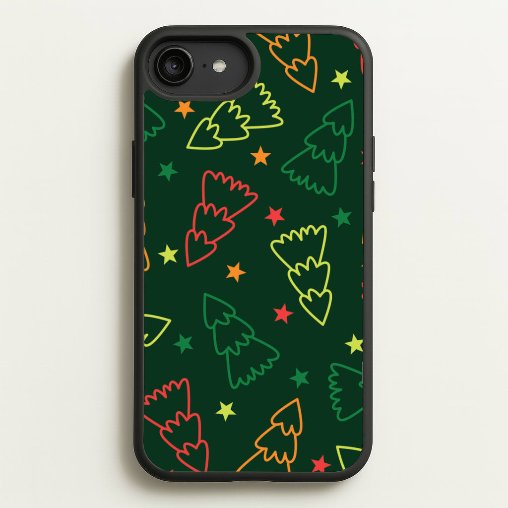 Colourful Christmas Tree Outlines Pattern iPhone 6 Plus / 7 Plus / 8 Plus Case