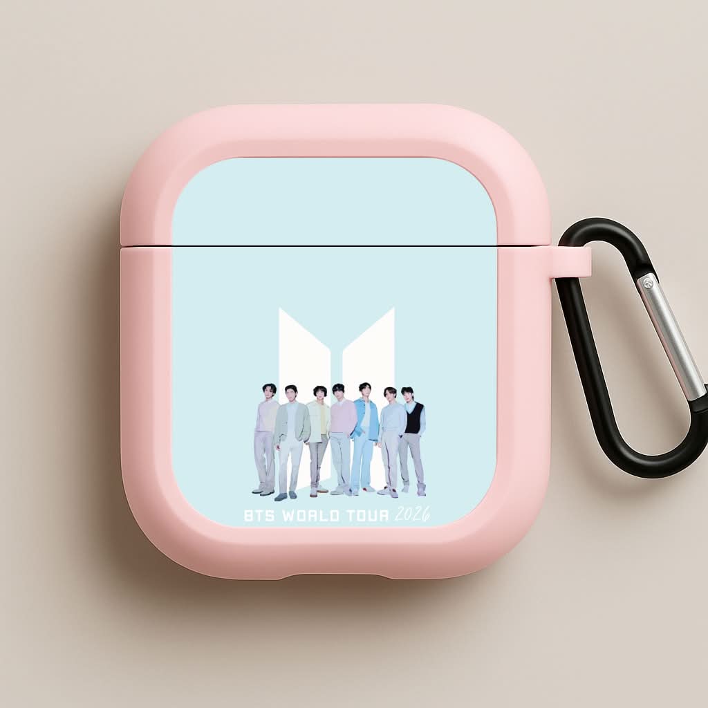 K-Pop Band Tour Pastel Blue Pink AirPods Case