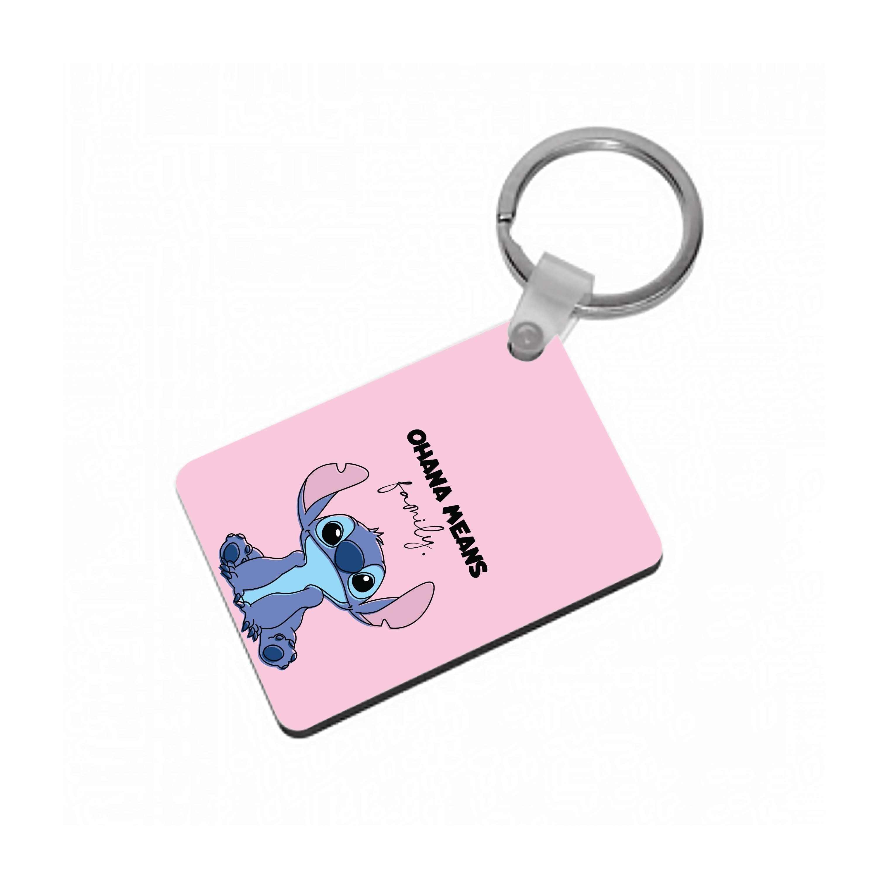 Ohana Means Family Pink Keyring