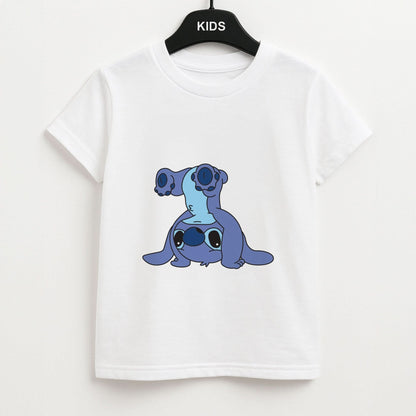 Cute Blue Alien Handstand Kids Unisex T-Shirt