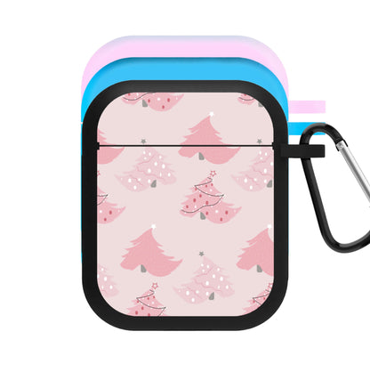 Pink Christmas Tree Pattern AirPods Case