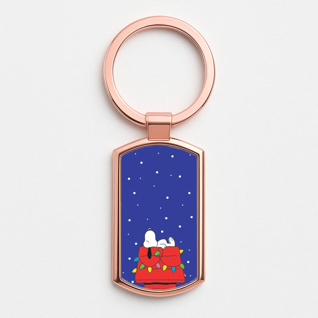 Cartoon Beagle Fairylights Rose Gold Keyring