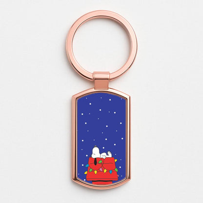 Cartoon Beagle Fairylights Rose Gold Keyring