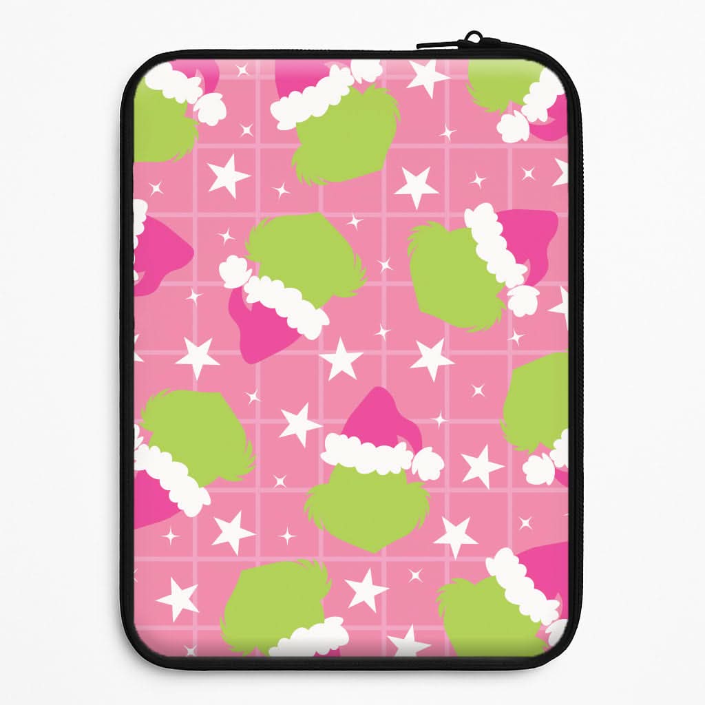 Pink Green Creature Xmas Pattern Laptop Sleeve