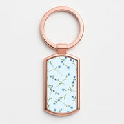 Baby Blue Floral Pattern Luxury Keyring 4