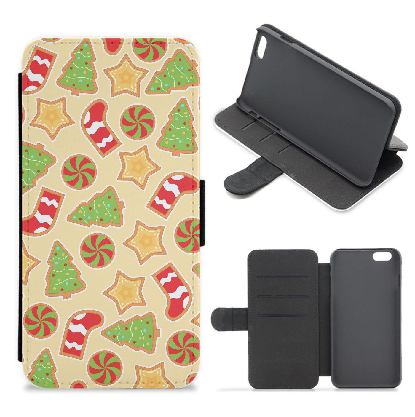 Gingerbread And Stocking Pattern Flip / Wallet Phone Case